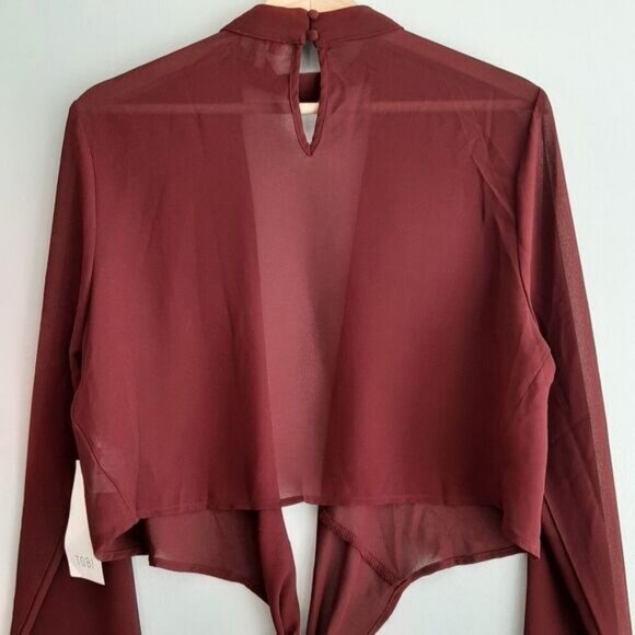 TOBI Wrap Tie Crop Top Semi-Sheer Lightweight Triangle Cut-Out Blouse Sz L - Picture 13 of 16